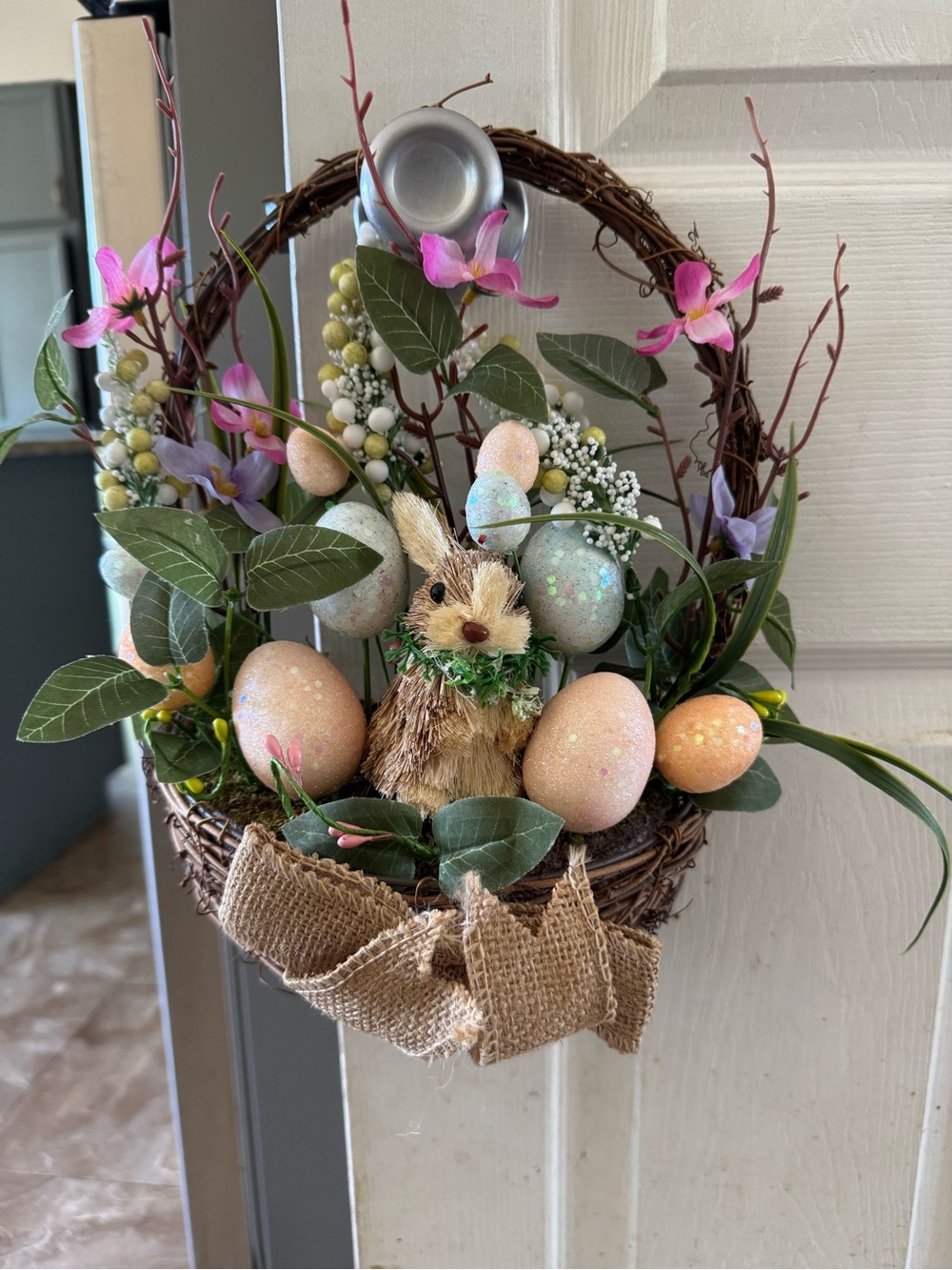 Spring Bunny Door or Table Basket
